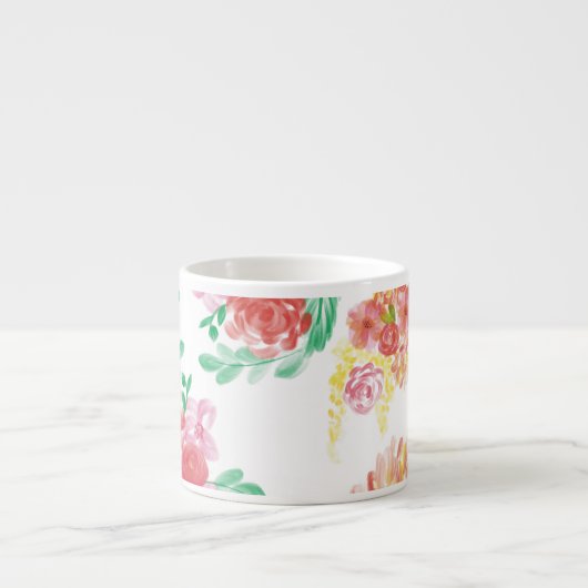 Aqua bloemen espresso kop (Voorkant)