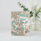  aqua bloemen floral grunge custom briefkaart (Staand voorkant)