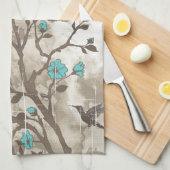  aqua bloemen floral grunge custom theedoek (Quarter Fold)