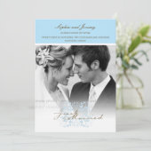 Aqua Bloemen Foto Bruiloft Aankondiging (Staand voorkant)