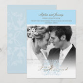 Aqua Bloemen Foto Bruiloft Aankondiging (Voorkant / Achterkant)