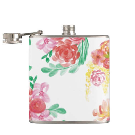 Aqua bloemen heupfles (Geopend)