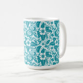 Aqua bloemen mok (Voorkant rechts)