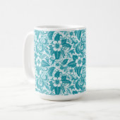 Aqua bloemen mok (Voorkant links)