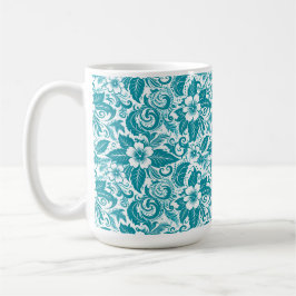 Aqua bloemen mok