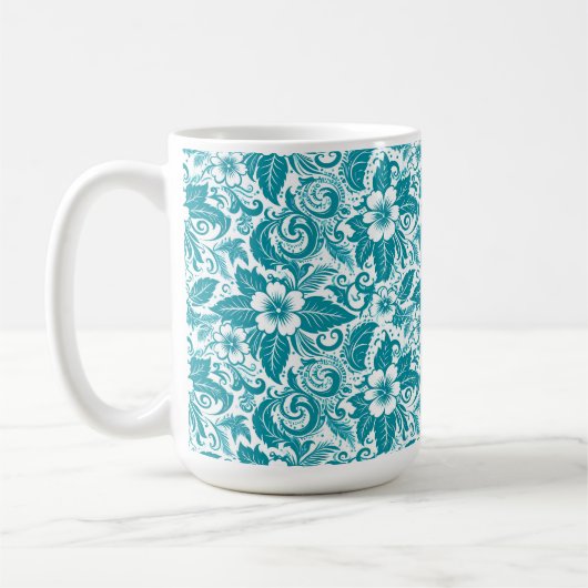 Aqua bloemen mok (Links)