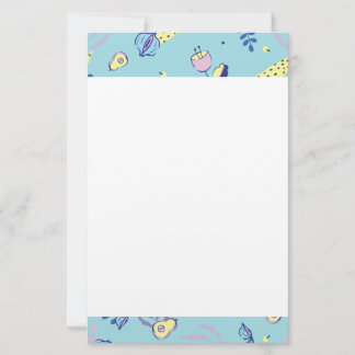 Aqua bloemenpatroon briefpapier