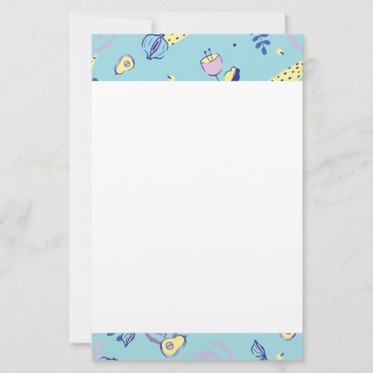 Aqua bloemenpatroon briefpapier (Voorkant)