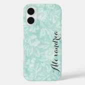 Aqua  bloemenprint monogram Case-Mate iPhone case (Achterkant)