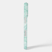 Aqua  bloemenprint monogram Case-Mate iPhone case (Achterkant / Rechts)