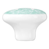 Aqua bloemenprint monogram keramische knop (Zijkant)