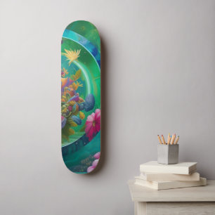 Aqua Bloemige Abstracte Onderwater Tuin Persoonlijk Skateboard
