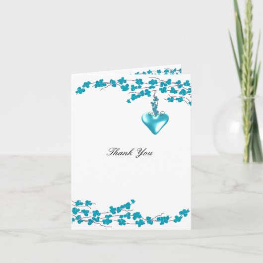 Aqua Bloesems met Hart Bedankt (Voorkant)