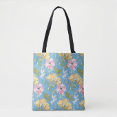 Aqua Bloom Waterverf Tote Bag (Voorkant)