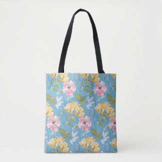 Aqua Bloom Waterverf Tote Bag