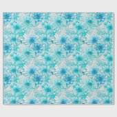 Aqua Blooms: Waterverf Trouwbloemen in blauw Cadeaupapier (Vlak)