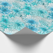 Aqua Blooms: Waterverf Trouwbloemen in blauw Cadeaupapier (Hoek)