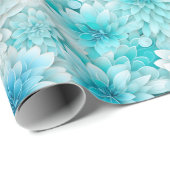 Aqua Blooms: Waterverf Trouwbloemen in blauw Cadeaupapier (Rol Hoek)