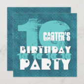 AQUA BLUE 10th Birthday Party 10 Year Old V02A9 Kaart (Voorkant / Achterkant)