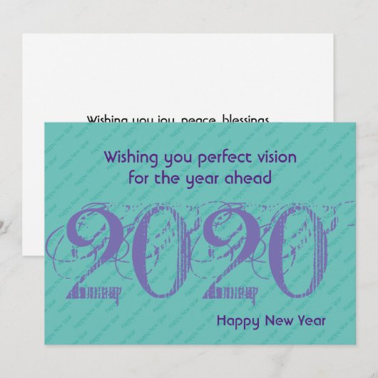 AQUA BLUE 20:20 Vision Modern Happy Nieuwjaar Kaar (Voorkant / Achterkant)