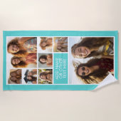 Aqua Blue 8 Photo Collage - white simple text Strandlaken (Voorkant)