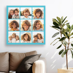 Aqua Blue 9 Foto Collage - Modern Minimaal Raster Canvas Afdruk