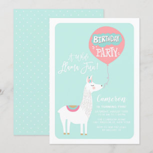 Aqua Blue A Whole Llama Fun Kids Birthday Kaart