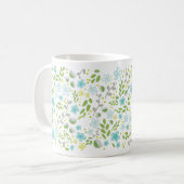 Aqua Blue Aangepaste Naam  Bloemen Girly Mok (Voorkant links)