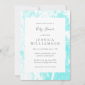Aqua Blue Abstract marmer Baby shower Kaart (Voorkant)
