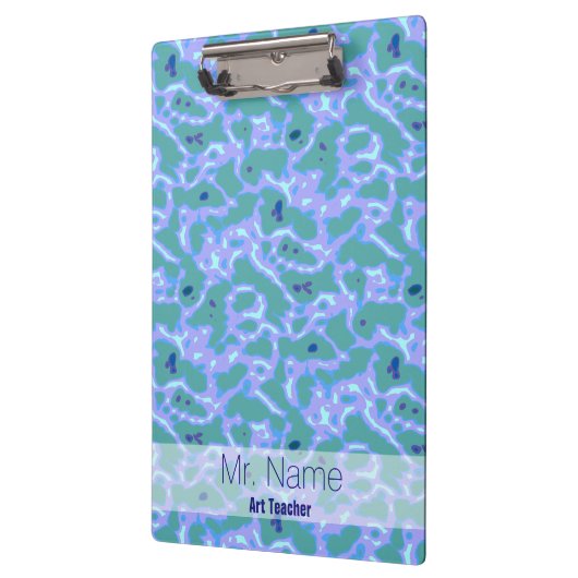 Aqua Blue Abstract met naam Klembord (Links)