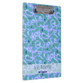 Aqua Blue Abstract met naam Klembord (Rechts)