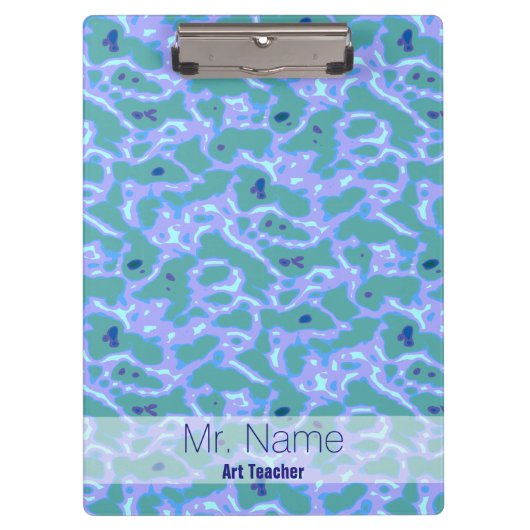 Aqua Blue Abstract met naam Klembord (Voorkant)