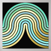 Aqua Blue Abstract Wave Lines Art Pattern Gold Folie Afdrukken (Voorkant)