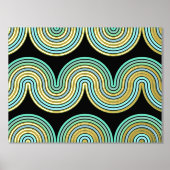 Aqua Blue Abstract Wave Lines Art Pattern Gold Folie Afdrukken (Voorkant)