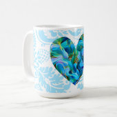 Aqua Blue Abstracte hartslag  Mok Cup (Voorkant links)