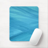 Aqua Blue Abstracte lijnen penseelstreken patroon Muismat (Met muis)