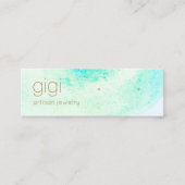 Aqua Blue Abstracte Waterverf Studs die verdienen Mini Visitekaartje (Voorkant)