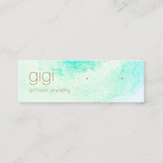 Aqua Blue Abstracte Waterverf Studs die verdienen Mini Visitekaartje (Voorkant)