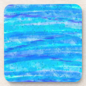 Aqua Blue Abstracte Waves Bier Onderzetter (Voorkant)