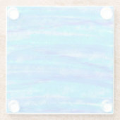 Aqua Blue Abstracte Waves Glazen Onderzetter (Achterkant)
