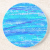 Aqua Blue Abstracte Waves Zandsteen Onderzetter (Voorkant)