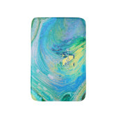 Aqua Blue Acryl Flow Art Badmat (Voorkant Verticaal)