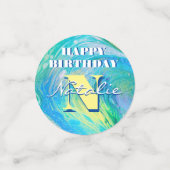 Aqua Blue Acryl Flow Art Confetti (Kleine voorkant)