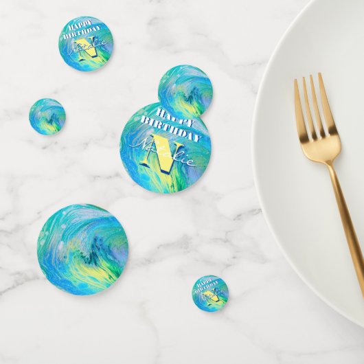 Aqua Blue Acryl Flow Art Confetti (Groep)