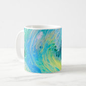 Aqua Blue Acryl Flow Art Koffie Mok (Voorkant links)
