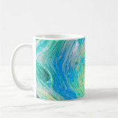 Aqua Blue Acryl Flow Art Koffie Mok (Links)