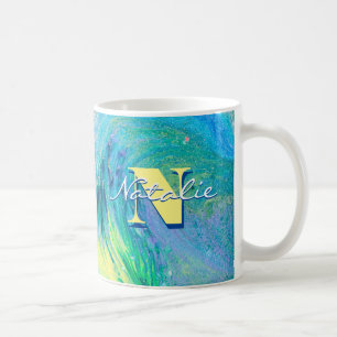 Aqua Blue Acryl Flow Art Koffie Mok