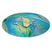 Aqua Blue Acryl Flow Art Snijplank (Hoek)