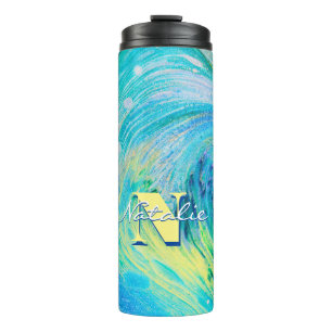 Aqua Blue Acryl Flow Art Thermische Tumbler Thermosbeker