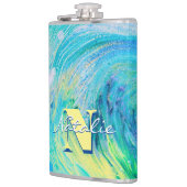 Aqua Blue Acryl Flow kunstfles Heupfles (Links)